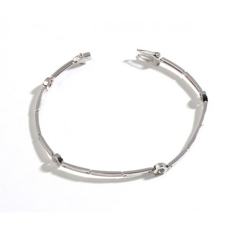 Pulsera de oro blanco brillo mate con cuatro brillantes